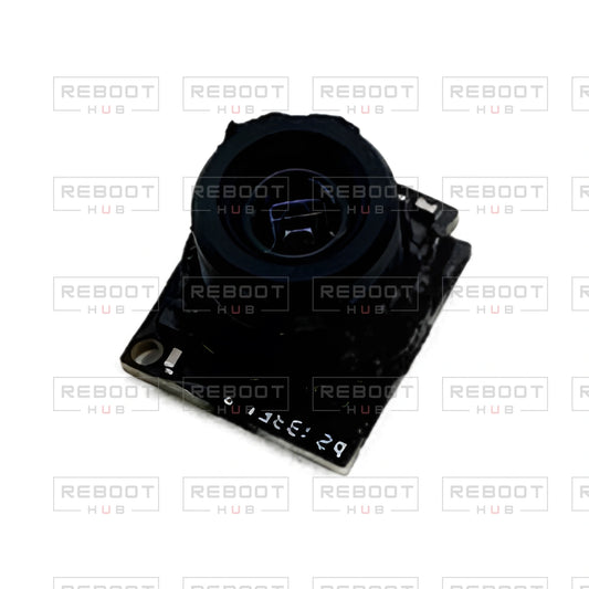 OEM-pulled DJI Mini 2 Camera Lens Core on white with Reboot Hub watermark overlay — view 1