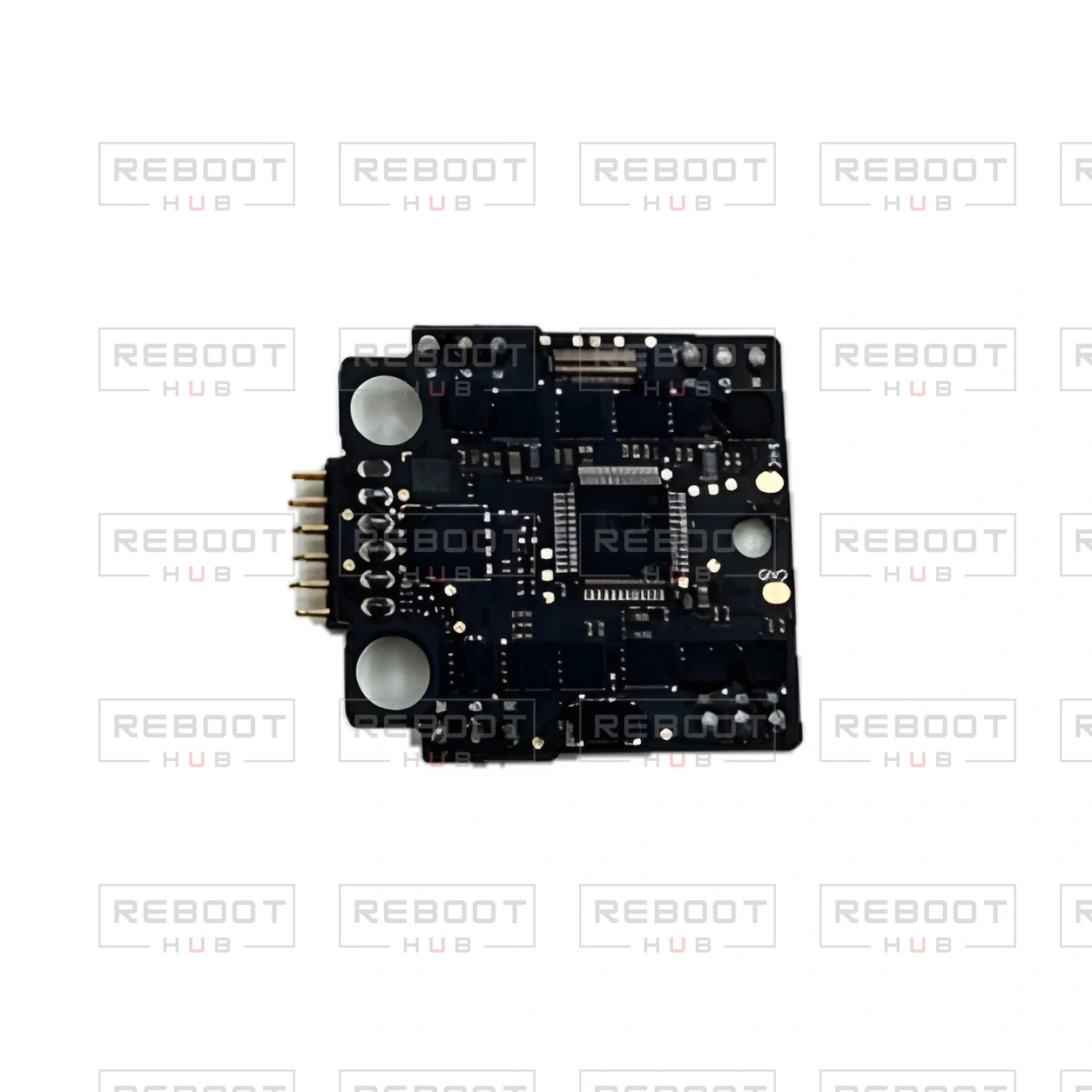 OEM-pulled DJI Mini 2 ESC Board on white with Reboot Hub watermark overlay — view 3