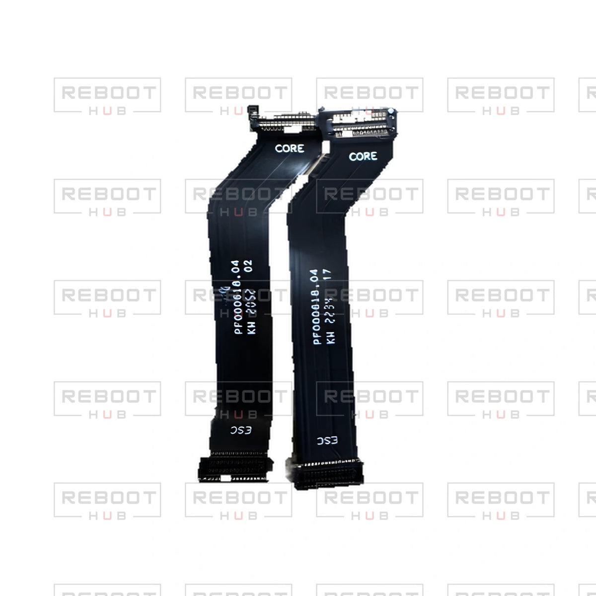 OEM-pulled DJI Mini 2 ESC Flexible Flat Cable on white with Reboot Hub watermark overlay — view 3
