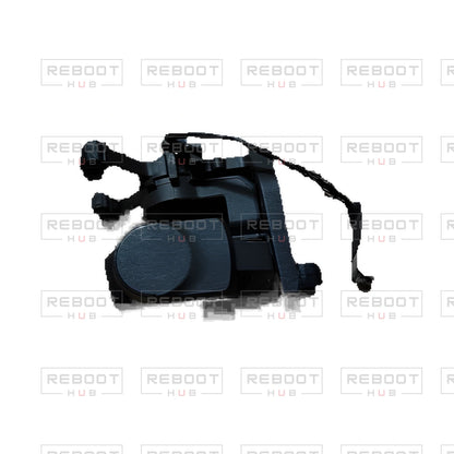 OEM-pulled DJI Mini 2 Gimbal Assembly on white with Reboot Hub watermark overlay — view 3