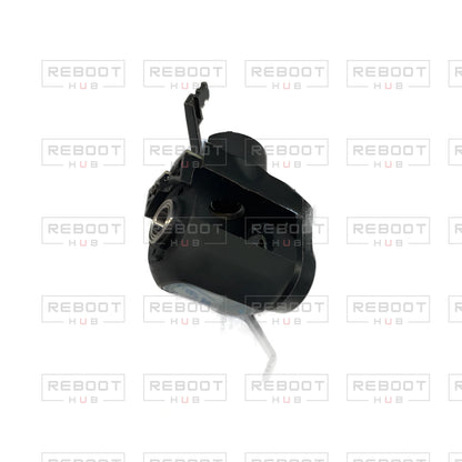 OEM-pulled DJI Mini 2 Gimbal Axis Arm Assembly on white with Reboot Hub watermark overlay — view 3