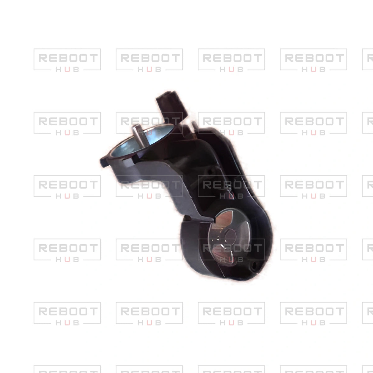 OEM-pulled DJI Mini 2 Gimbal Axis Arm Upper Bracket on white with Reboot Hub watermark overlay — view 2