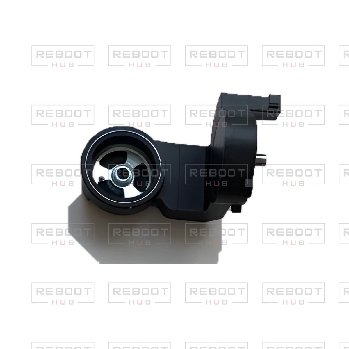 OEM-pulled DJI Mini 2 Gimbal Axis Arm Upper Bracket on white with Reboot Hub watermark overlay — view 4