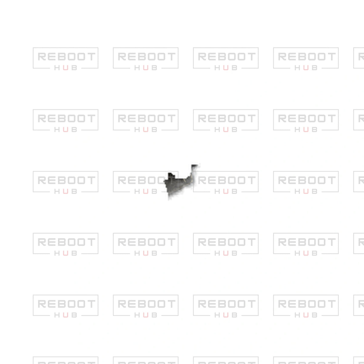 OEM-pulled DJI Mini 2 Gimbal Lower Bracket with Roll Motor on white with Reboot Hub watermark overlay — view 4