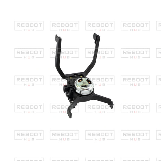 OEM-pulled DJI Mini 2 Gimbal Vibration Bracket with Yaw Motor on white with Reboot Hub watermark overlay — view 1