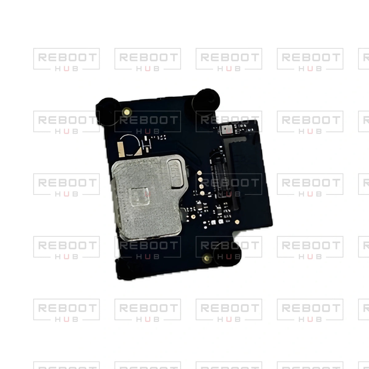 OEM-pulled DJI Mini 2 GPS Module on white with Reboot Hub watermark overlay — view 2