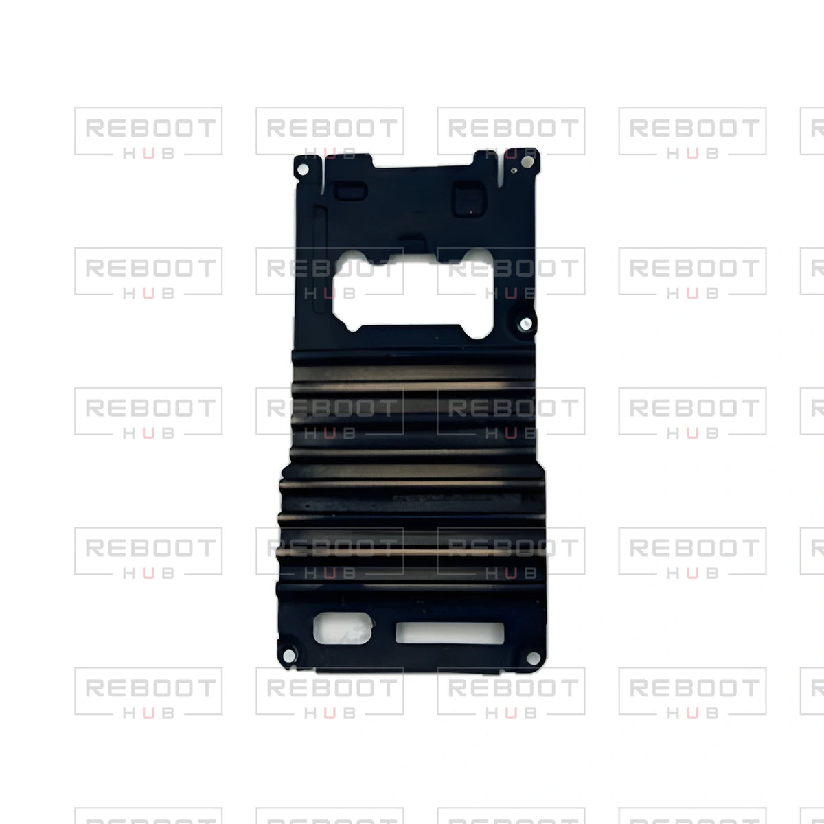 OEM-pulled DJI Mini 2 Heat Sink on white with Reboot Hub watermark overlay — view 1