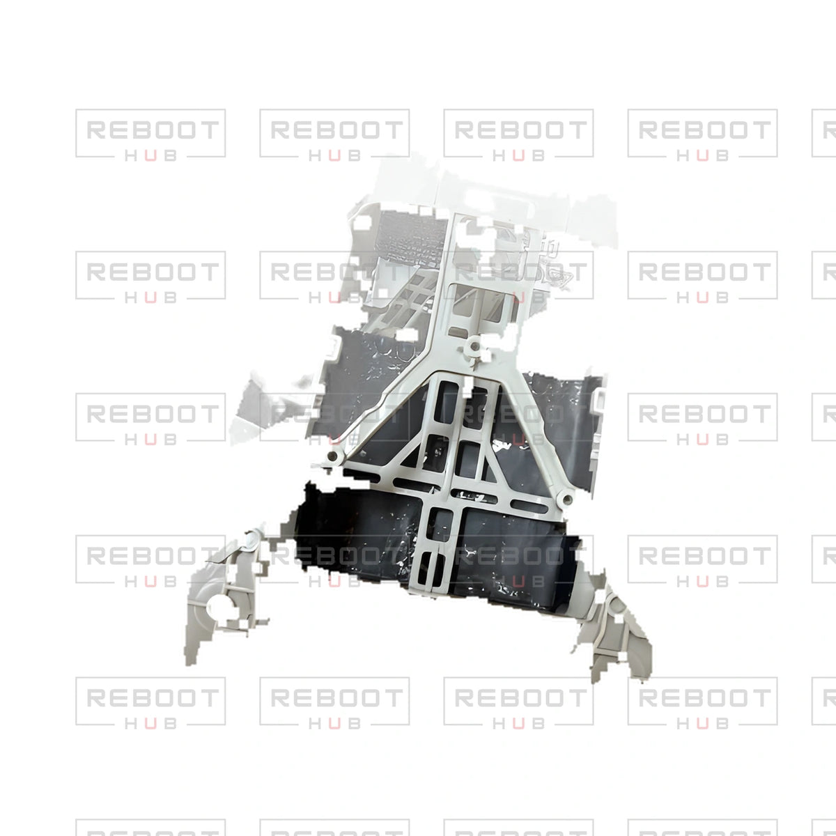 OEM-pulled DJI Mini 2 Middle Frame on white with Reboot Hub watermark overlay — view 2