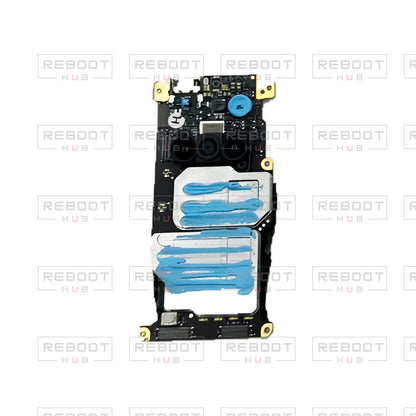 OEM-pulled DJI Mini 2 Motherboard on white with Reboot Hub watermark overlay — view 1