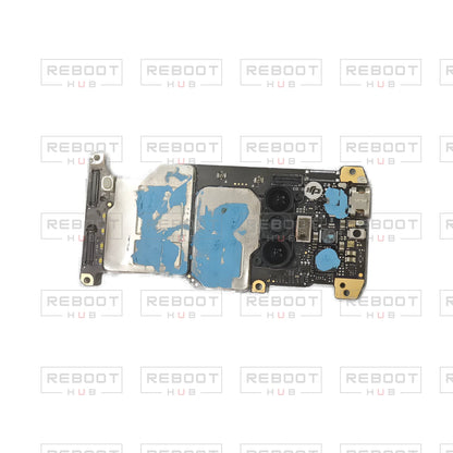 OEM-pulled DJI Mini 2 Motherboard on white with Reboot Hub watermark overlay — view 3