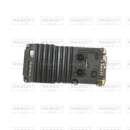 OEM-pulled DJI Mini 2 Motherboard on white with Reboot Hub watermark overlay — view 4