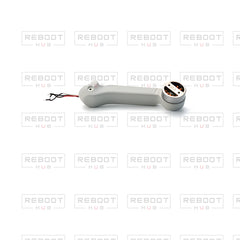 OEM-pulled DJI Mini 2 Rear Arm Left on white with Reboot Hub watermark overlay — view 2