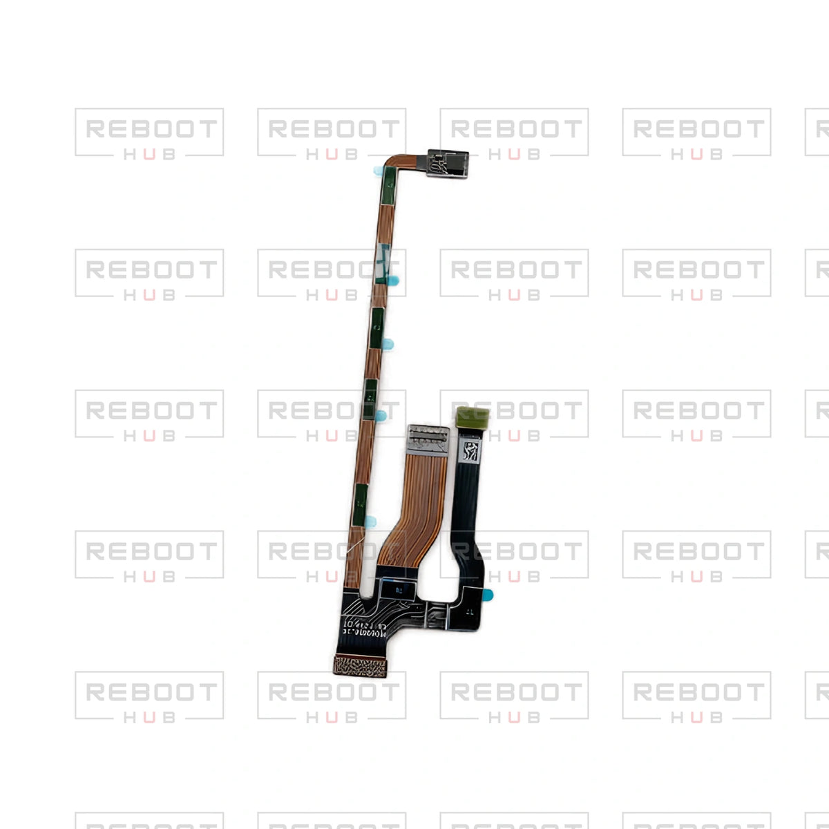 OEM-pulled DJI Mini 2 SE 3-in-1 Flexible Flat Cable on white with Reboot Hub watermark overlay — view 2