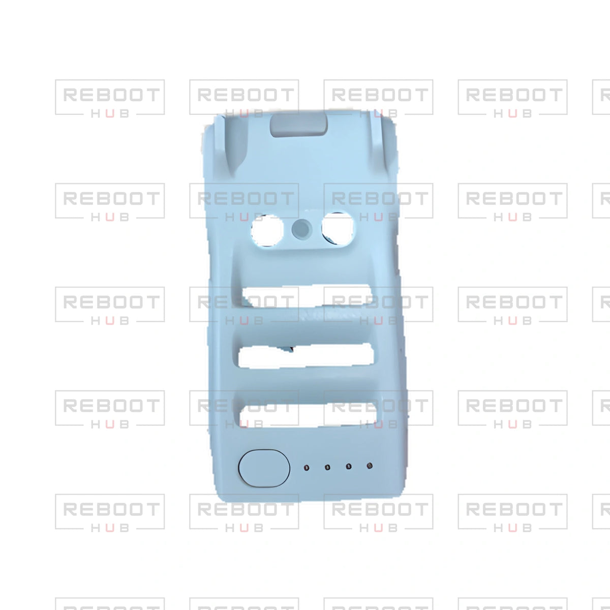 OEM-pulled DJI Mini 2 SE Bottom Shell on white with Reboot Hub watermark overlay — view 3
