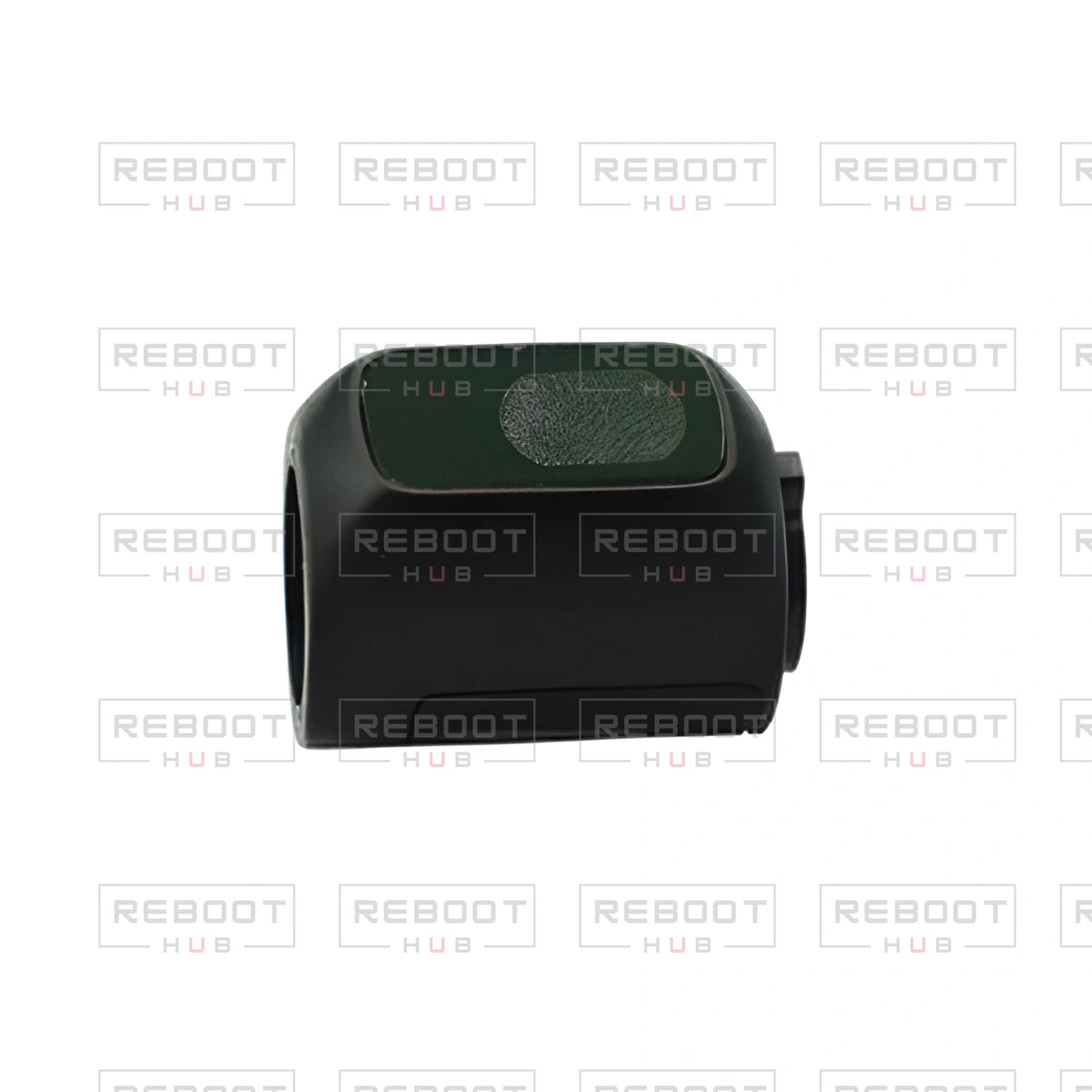 OEM-pulled DJI Mini 2 SE Camera Lens Frame on white with Reboot Hub watermark overlay — view 1