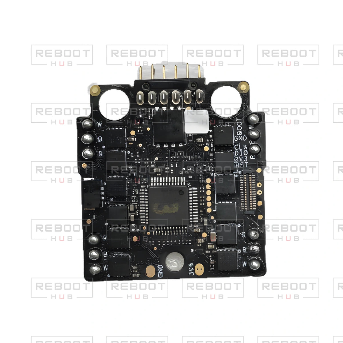 OEM-pulled DJI Mini 2 SE ESC Board on white with Reboot Hub watermark overlay — view 3