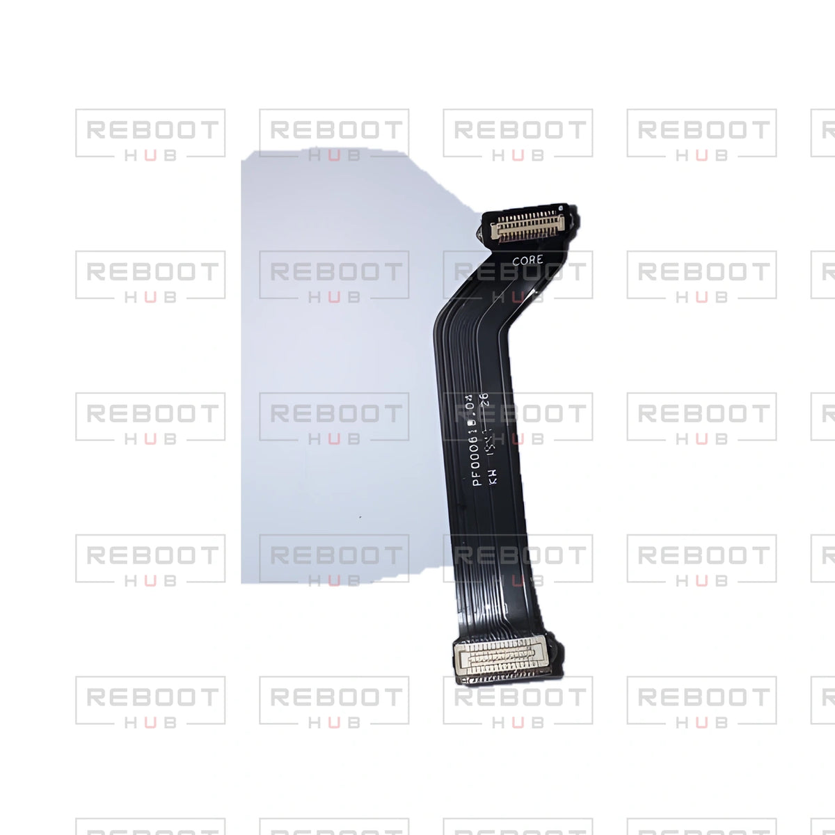 OEM-pulled DJI Mini 2 SE ESC Flexible Flat Cable on white with Reboot Hub watermark overlay — view 4