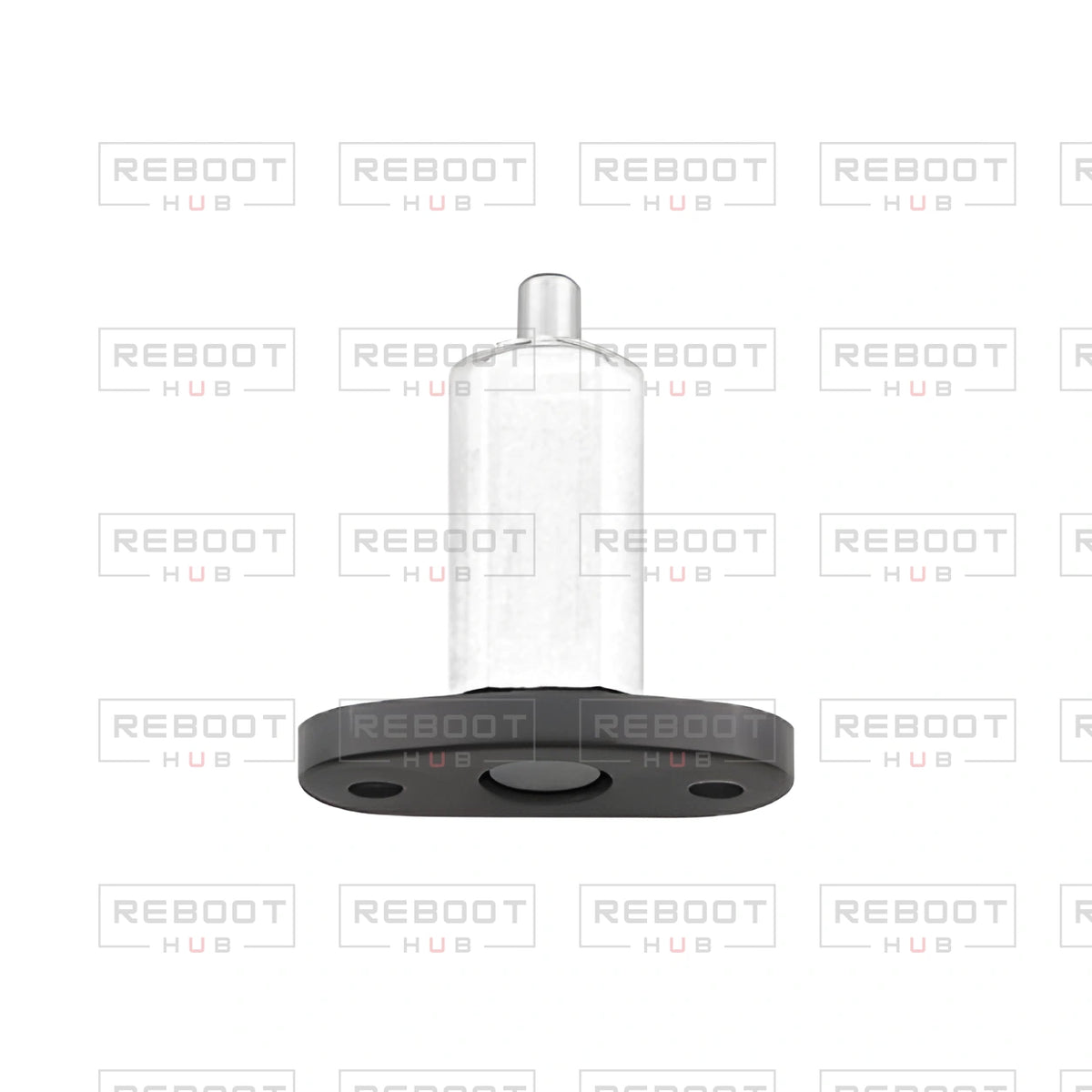 OEM-pulled DJI Mini 2 SE Front Arm Hinge Axis on white with Reboot Hub watermark overlay — view 1