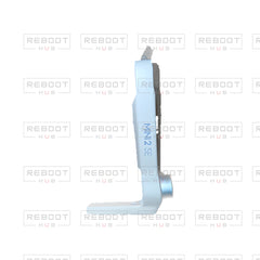 OEM-pulled DJI Mini 2 SE Front Arm Left on white with Reboot Hub watermark overlay — view 3