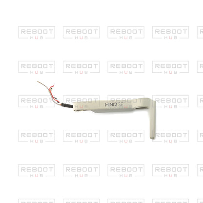 OEM-pulled DJI Mini 2 SE Front Arm Shell Left on white with Reboot Hub watermark overlay — view 1