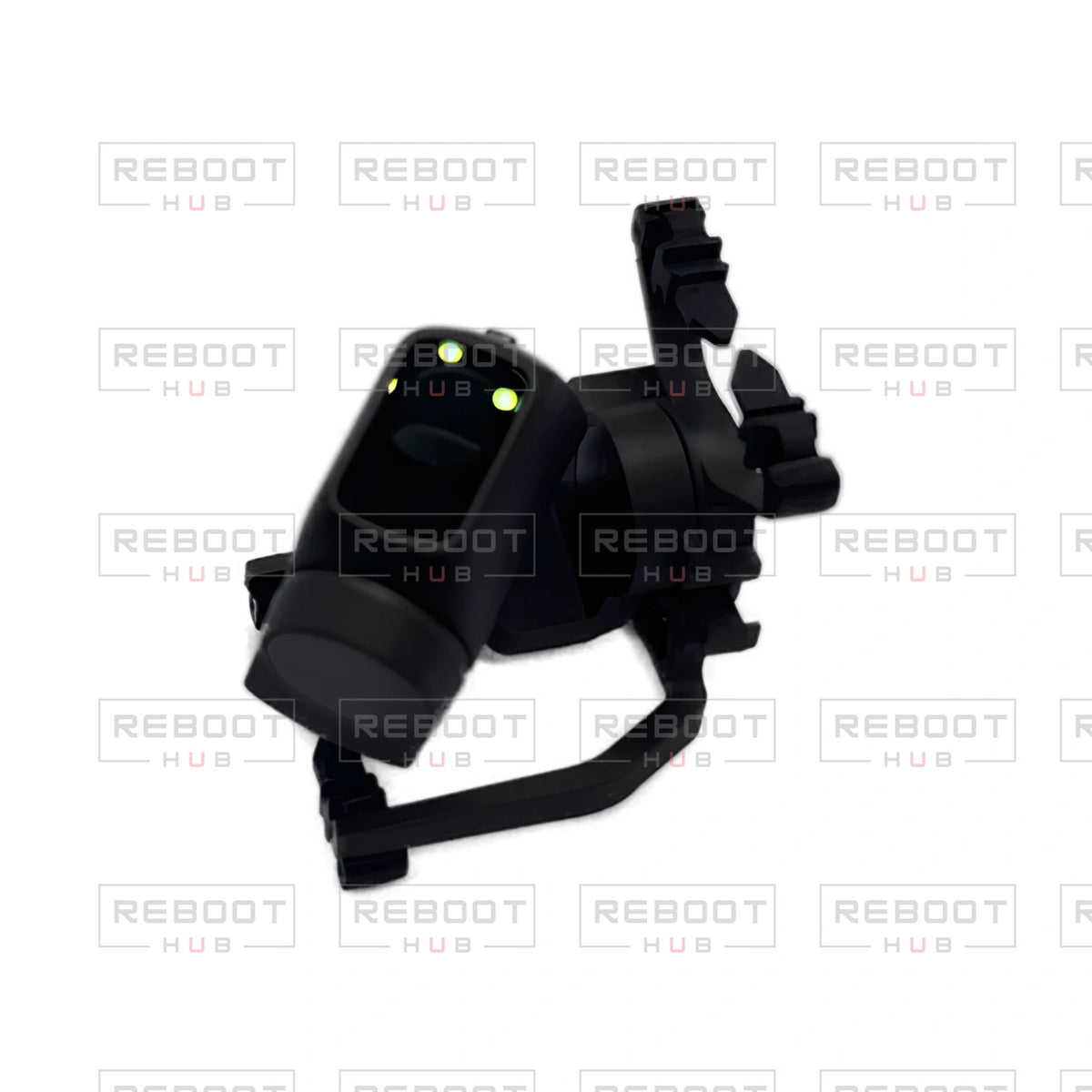 OEM-pulled DJI Mini 2 SE Gimbal Axis Arm Assembly without Lens on white with Reboot Hub watermark overlay — view 2