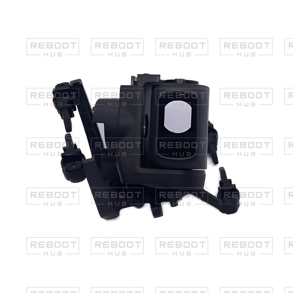 OEM-pulled DJI Mini 2 SE Gimbal Axis Arm Assembly without Lens on white with Reboot Hub watermark overlay — view 4