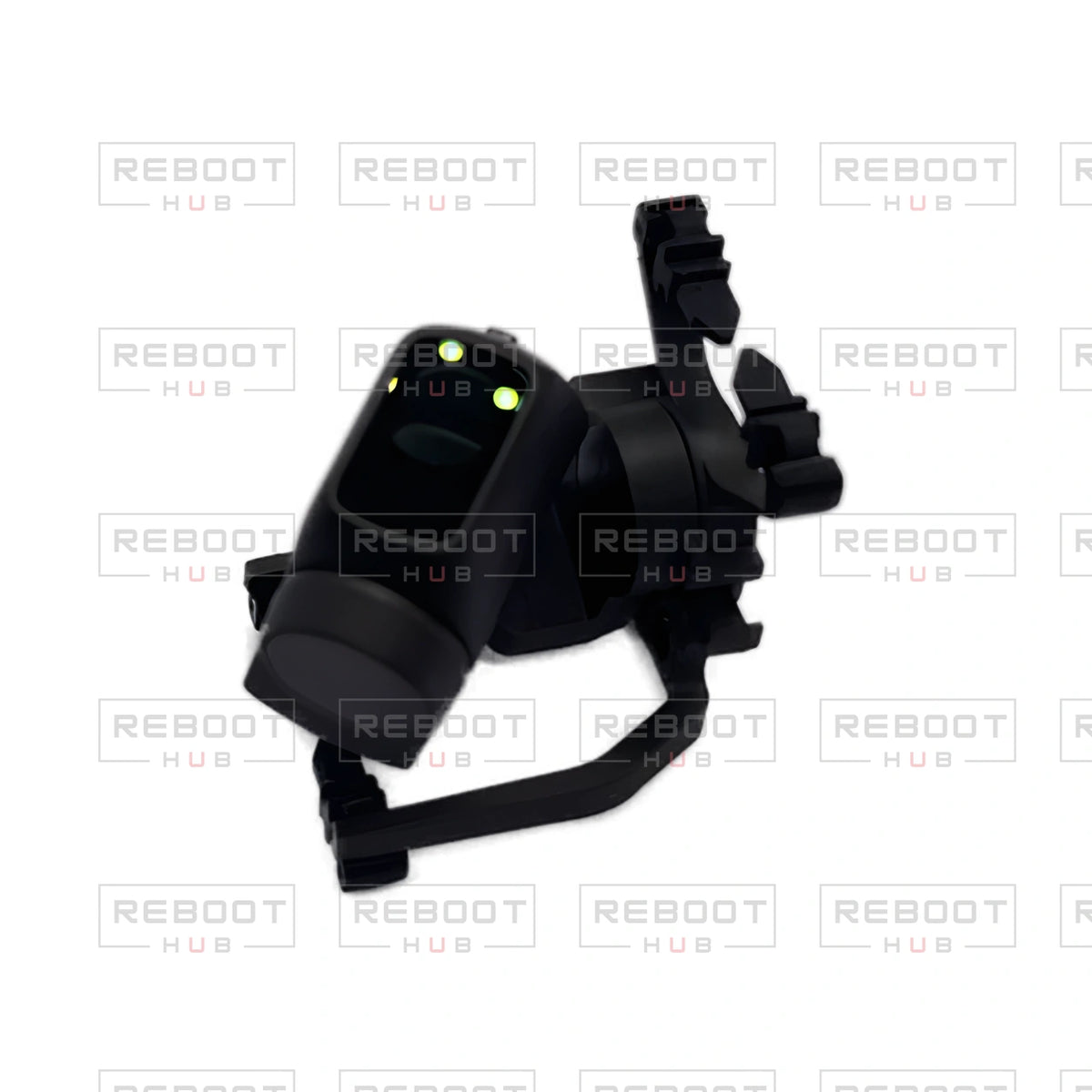OEM-pulled DJI Mini 2 SE Gimbal Axis Arm Assembly without Lens on white with Reboot Hub watermark overlay — view 5