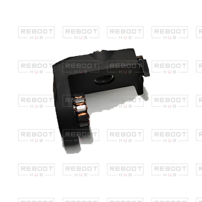 OEM-pulled DJI Mini 2 SE Gimbal Lower Bracket with Roll Motor on white with Reboot Hub watermark overlay — view 1