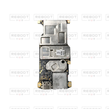 OEM-pulled DJI Mini 2 SE Motherboard on white with Reboot Hub watermark overlay — view 2