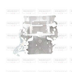 OEM-pulled DJI Mini 2 Upper Shell on white with Reboot Hub watermark overlay — view 4