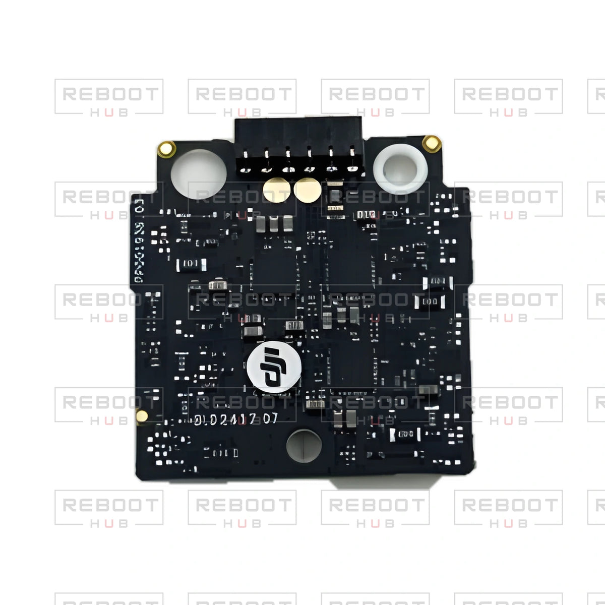 OEM-pulled DJI Mini 4K ESC Board on white with Reboot Hub watermark overlay — view 1