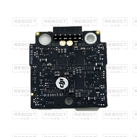 OEM-pulled DJI Mini 4K ESC Board on white with Reboot Hub watermark overlay — view 1