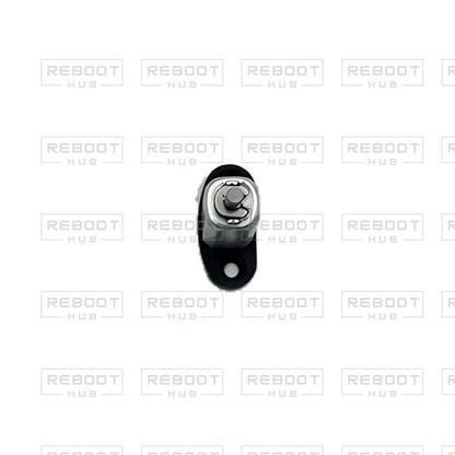 OEM-pulled DJI Mini 4K Front Arm Hinge Axis on white with Reboot Hub watermark overlay — view 1