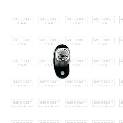OEM-pulled DJI Mini 4K Front Arm Hinge Axis on white with Reboot Hub watermark overlay — view 1