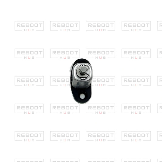 OEM-pulled DJI Mini 4K Front Arm Hinge Axis on white with Reboot Hub watermark overlay — view 1