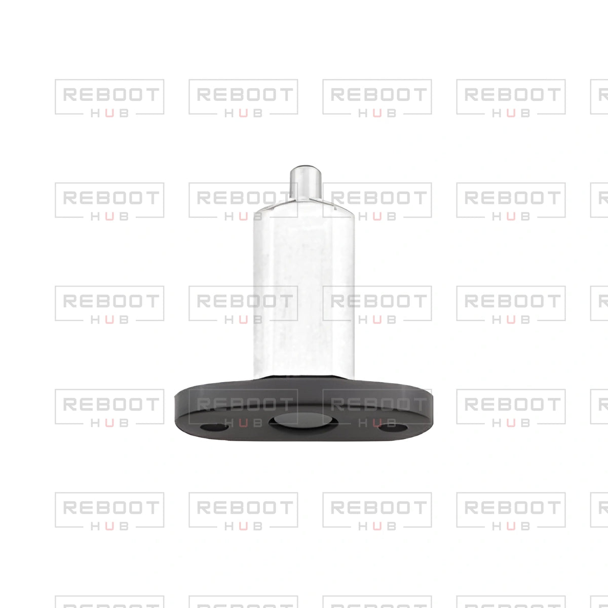 OEM-pulled DJI Mini 4K Front Arm Hinge Axis on white with Reboot Hub watermark overlay — view 3