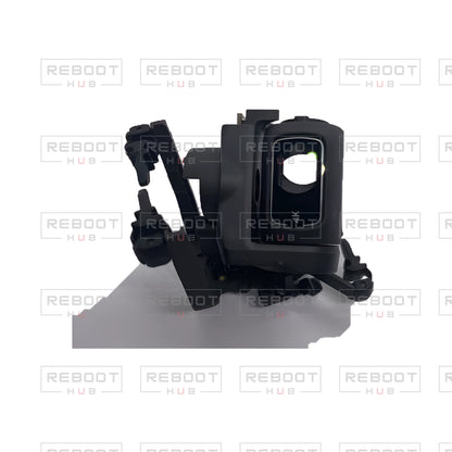 OEM-pulled DJI Mini 4K Gimbal Axis Arm Assembly without Lens on white with Reboot Hub watermark overlay — view 7