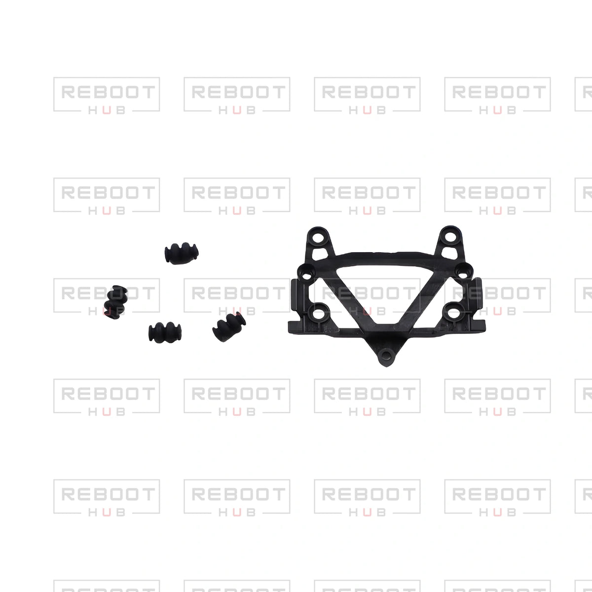 OEM-pulled DJI Mini 4K Gimbal Vibration Plate with Dampers on white with Reboot Hub watermark overlay — view 2