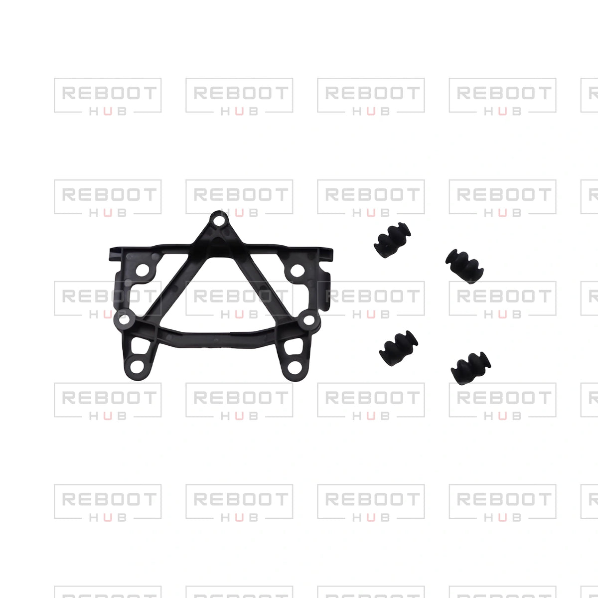 OEM-pulled DJI Mini 4K Gimbal Vibration Plate with Dampers on white with Reboot Hub watermark overlay — view 5