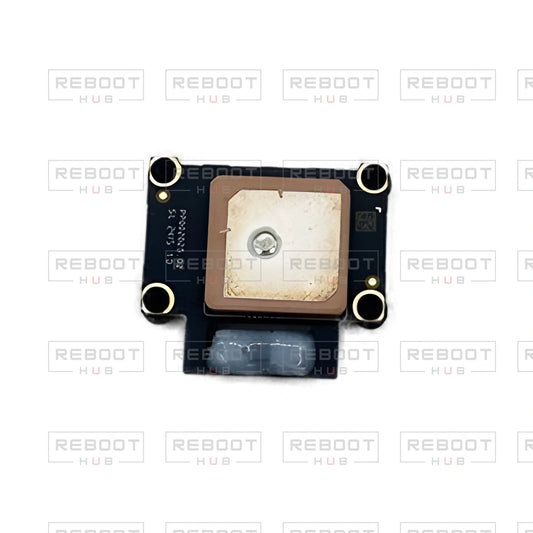 OEM-pulled DJI Mini 4K GPS Module on white with Reboot Hub watermark overlay — view 1