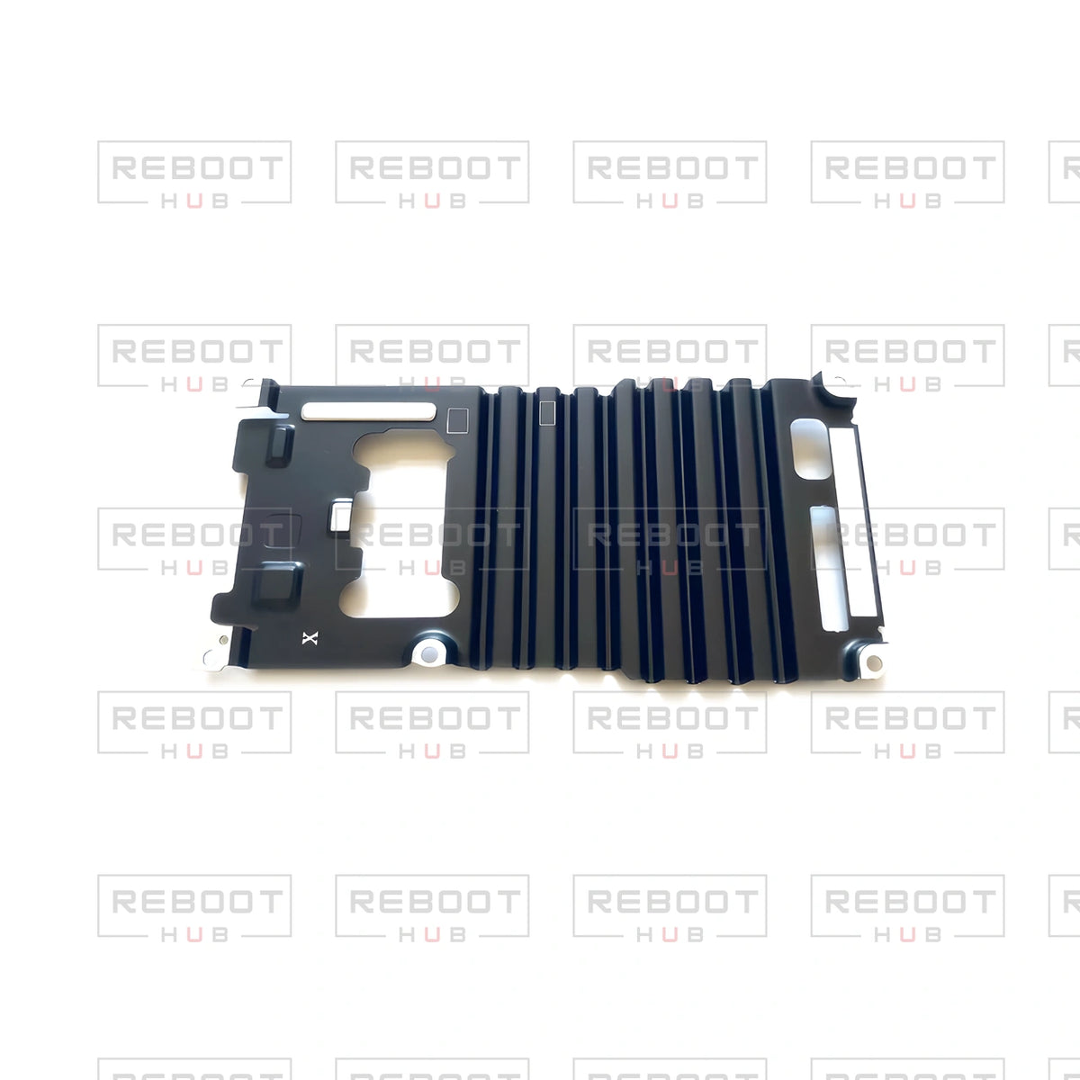 OEM-pulled DJI Mini 4K Heat Sink on white with Reboot Hub watermark overlay — view 1