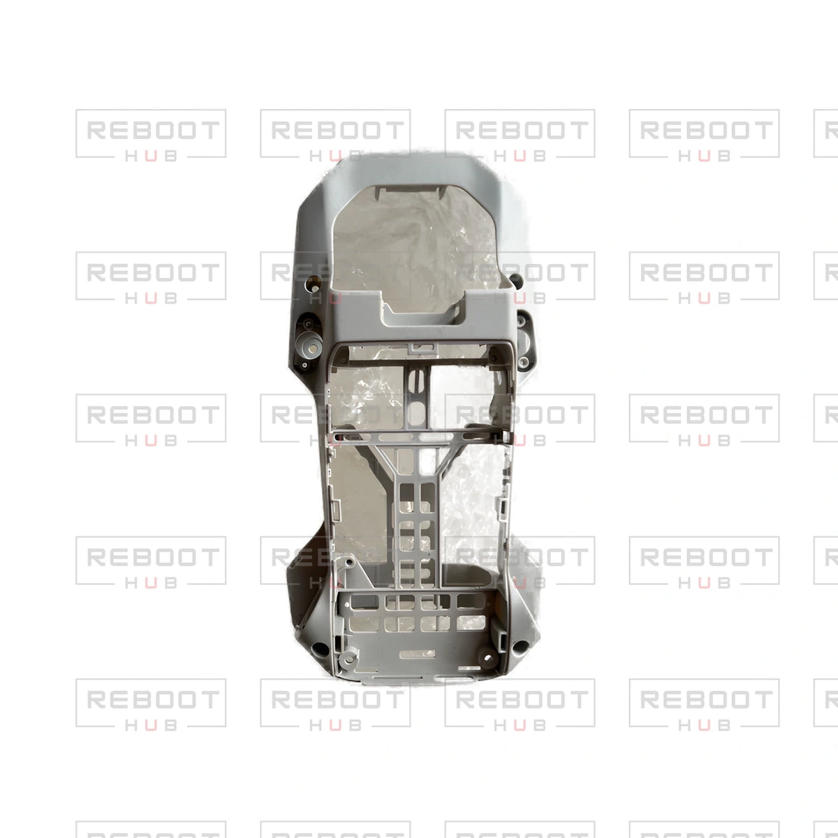 OEM-pulled DJI Mini 4K Middle Frame on white with Reboot Hub watermark overlay — view 5