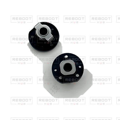 OEM-pulled DJI Mini 4K Rear Arm Hinge Axis on white with Reboot Hub watermark overlay — view 1