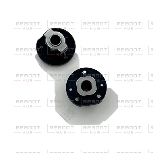 OEM-pulled DJI Mini 4K Rear Arm Hinge Axis on white with Reboot Hub watermark overlay — view 1