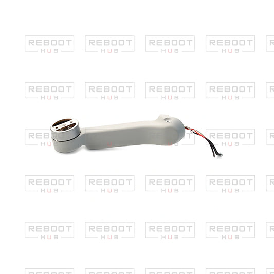 OEM-pulled DJI Mini 4K Rear Arm Right on white with Reboot Hub watermark overlay — view 1