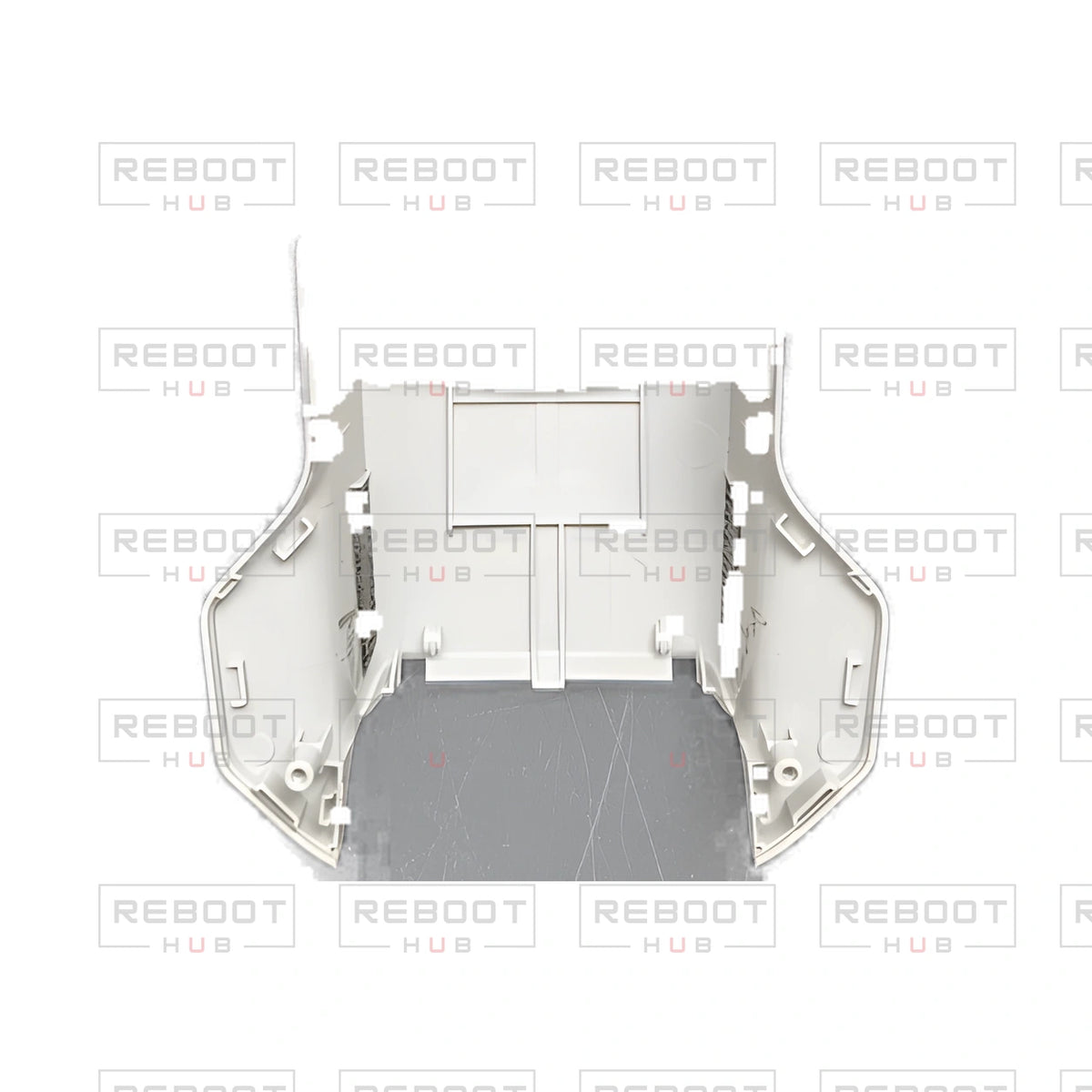 OEM-pulled DJI Mini 4K Upper Shell on white with Reboot Hub watermark overlay — view 3