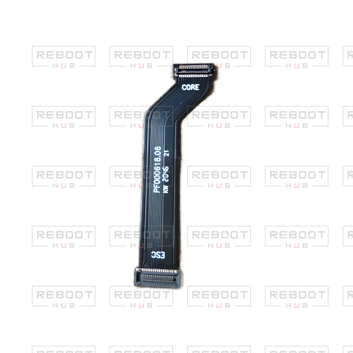 OEM-pulled DJI Mini SE ESC Flexible Flat Cable on white with Reboot Hub watermark overlay — view 2