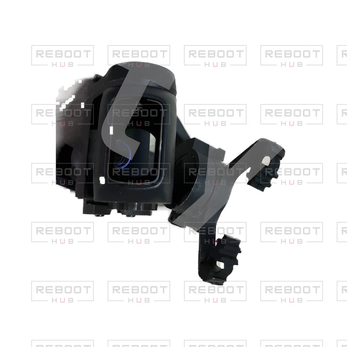 OEM-pulled DJI Mini SE Gimbal Axis Arm Assembly without Lens on white with Reboot Hub watermark overlay — view 1