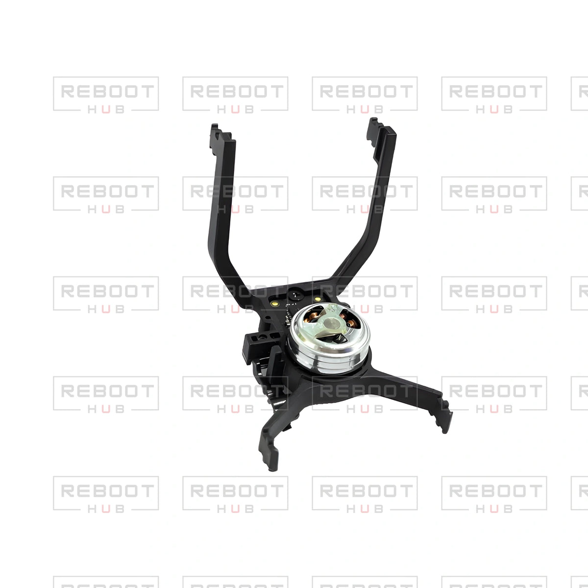OEM-pulled DJI Mini SE Gimbal Vibration Bracket with Yaw Motor on white with Reboot Hub watermark overlay — view 1