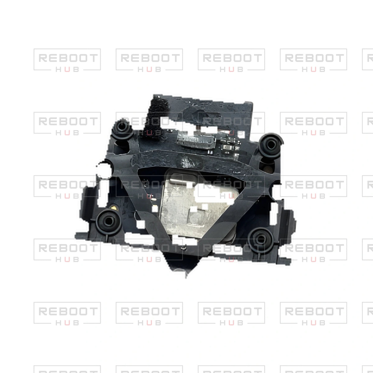 OEM-pulled DJI Mini SE GPS Module on white with Reboot Hub watermark overlay — view 2
